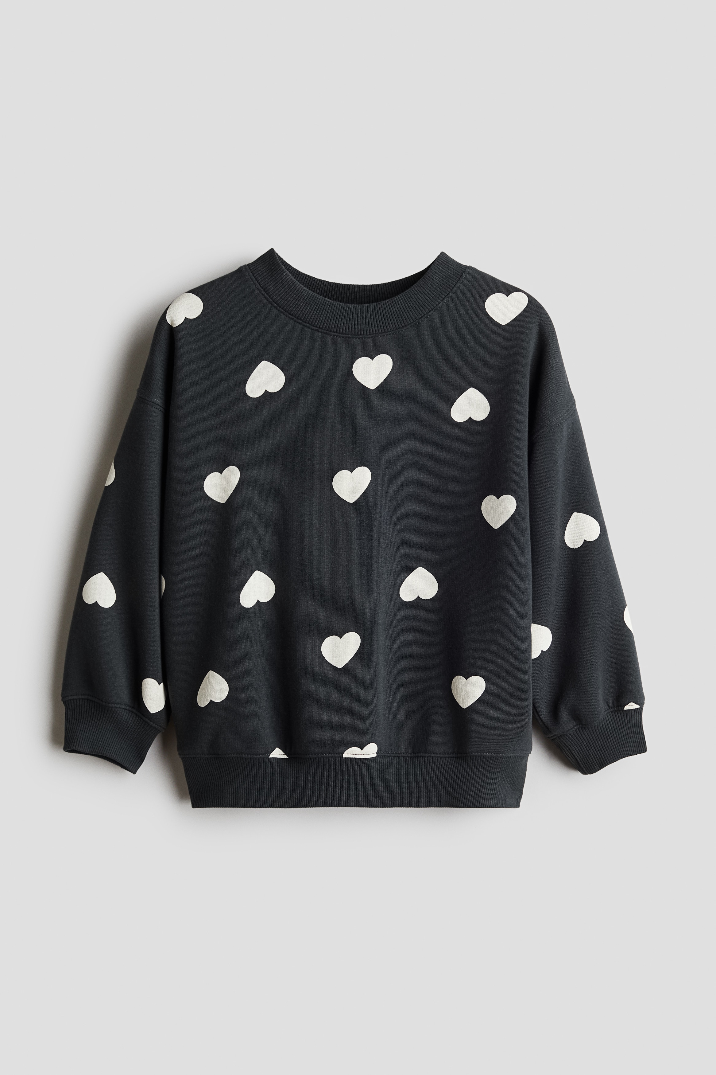 Dark gray/hearts Oversized Brushed-Inside Sweatshirt for kids | H&M CA