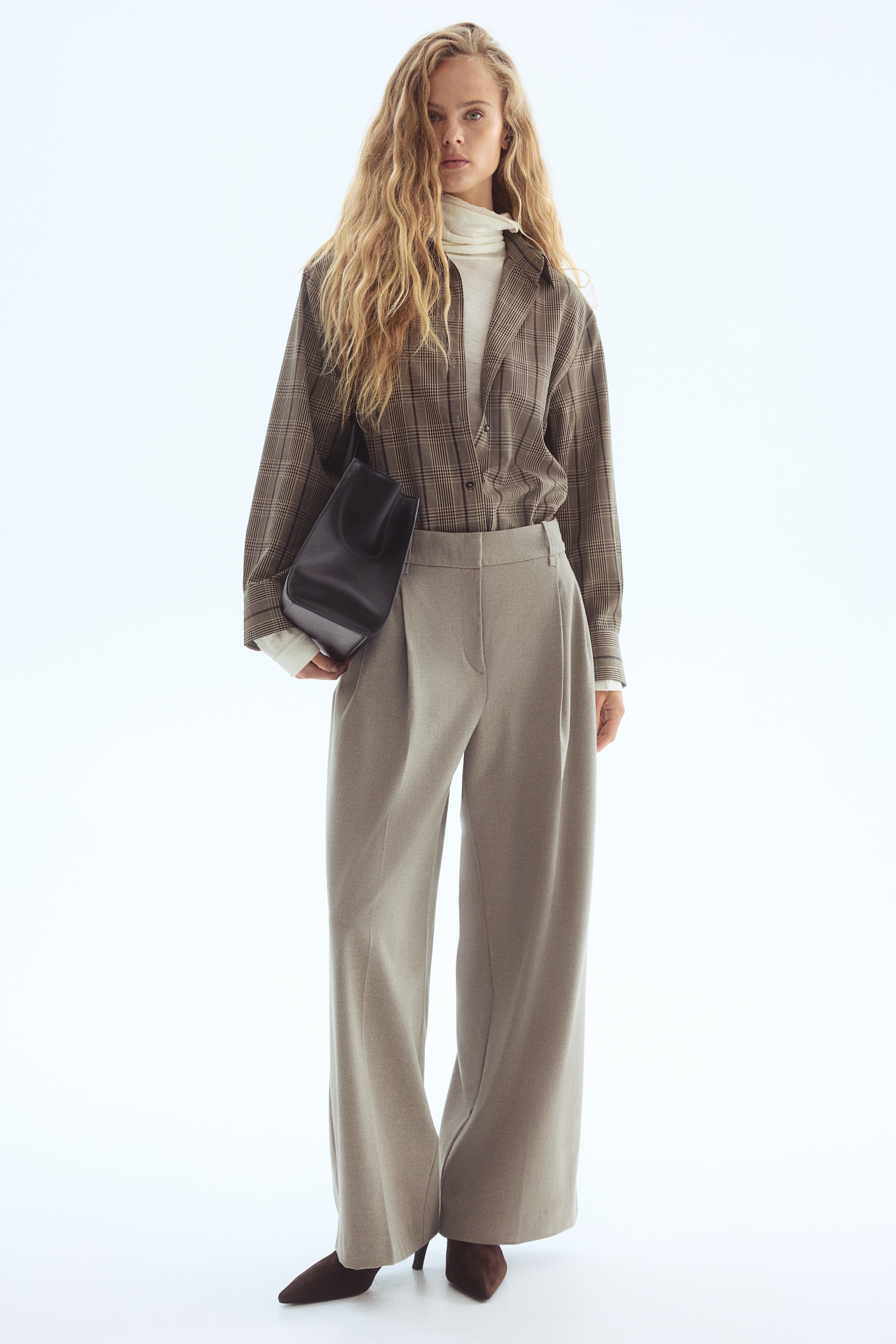 Wide-Leg Dress Pants - Beige melange - Ladies | H&M US
