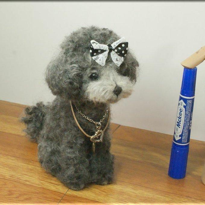 羊毛フェルト 犬 トイプードル シルバー 犬フィギュア - MONT-BLANC