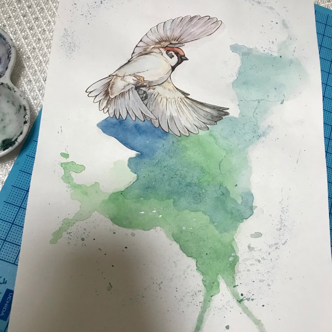 水彩画「自由の鳥になって」 - 969'S GALLERY | minne byGMOペパボ