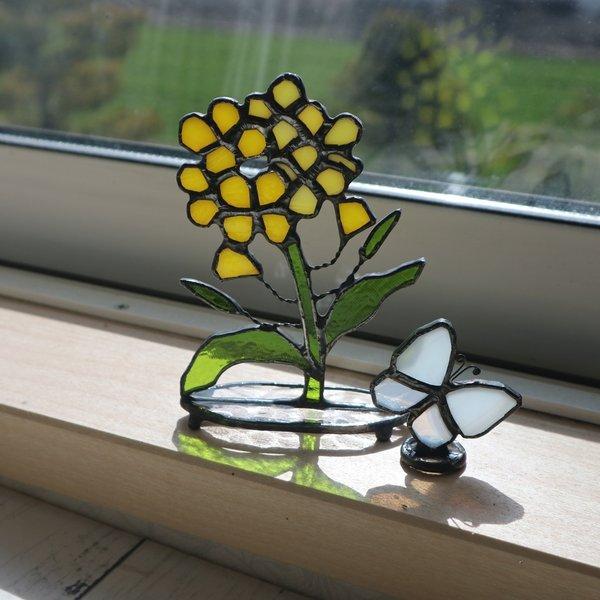 ステンドグラス・菜の花と蝶（受注製作） - KGLASS GALLERY | minne