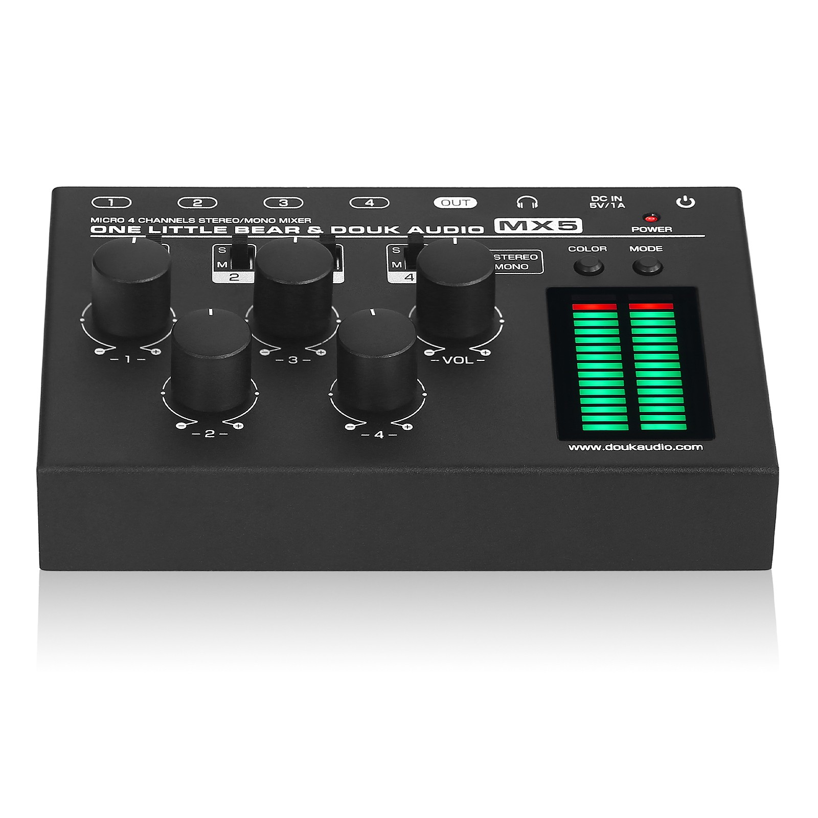 Mini 4 Channel Mono/Stereo Line Mixer Headphone Monitoring Live