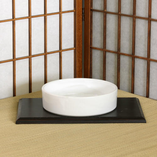 楽天市場】在庫数限り 四日市 万古焼 水盤 白 光沢 切立 丸 7号 生け花