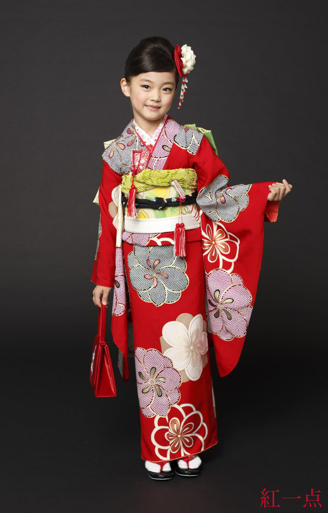 楽天市場】七五三 着物セット 女の子 7歳 紅一点 疋田捻梅(赤色/SP-7