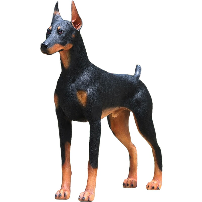ドーベルマン 置物 等身大 オブジェ FRP製 リアルな犬の像 ガーデン