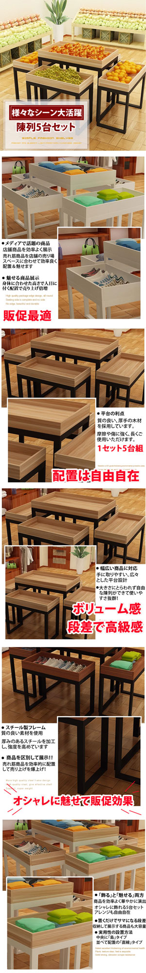 楽天市場】陳列棚 店舗 ディスプレイラック 5台セット オープンラック