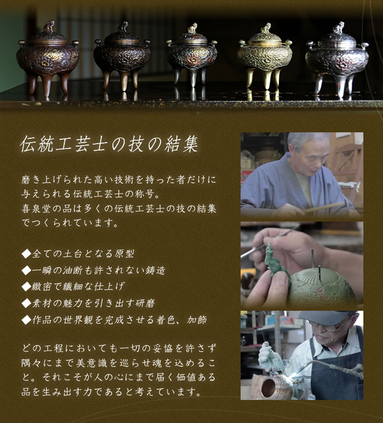楽天市場】高岡銅器 三友紋（松竹梅） 香炉 焼 青銅色 喜泉堂（KISENDO
