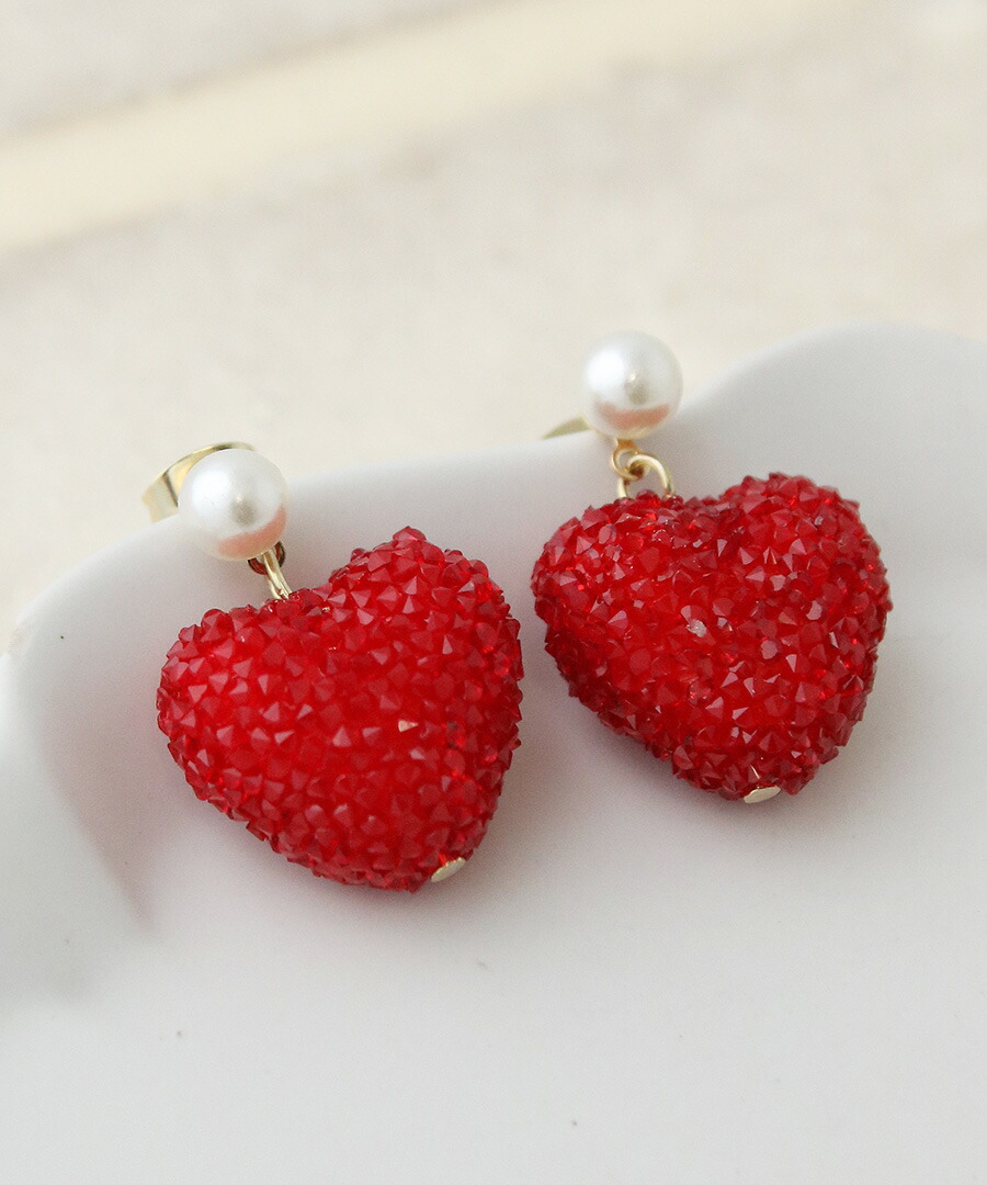 ◇SALE◇カットビーズハートピアス・イヤリング P5282 | ピアス,ハート