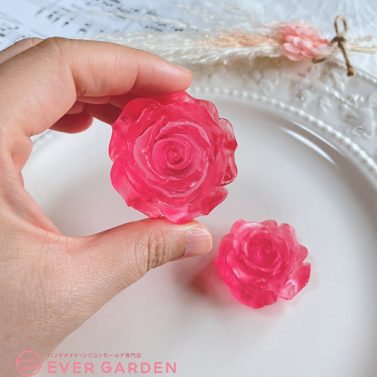 楽天市場】【花びらが綺麗】バラ 薔薇 立体 大小 2個セット シリコン