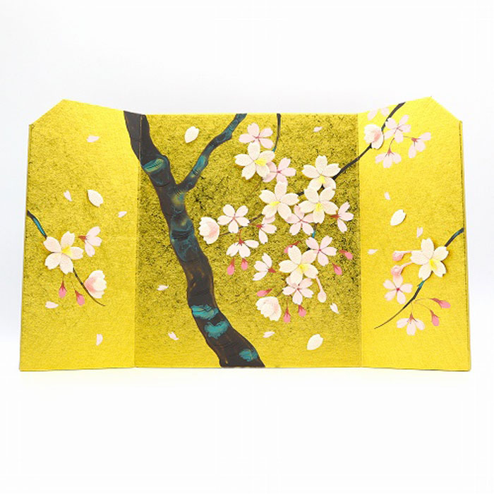 楽天市場】金屏風 桜花図 / 屏風 コンパクト ちりめん 小さい 手作り