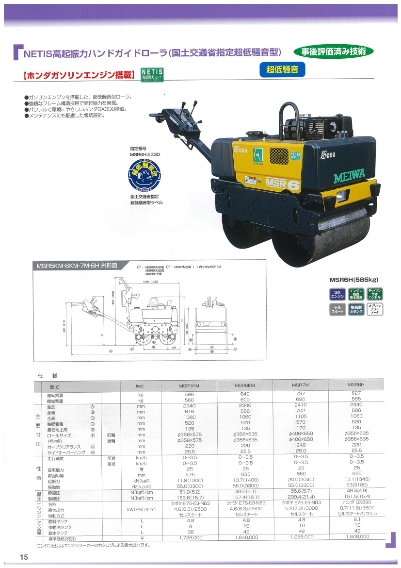 楽天市場】明和製作所 ハンドローラー MSR7M 転圧機 ハンドガイド