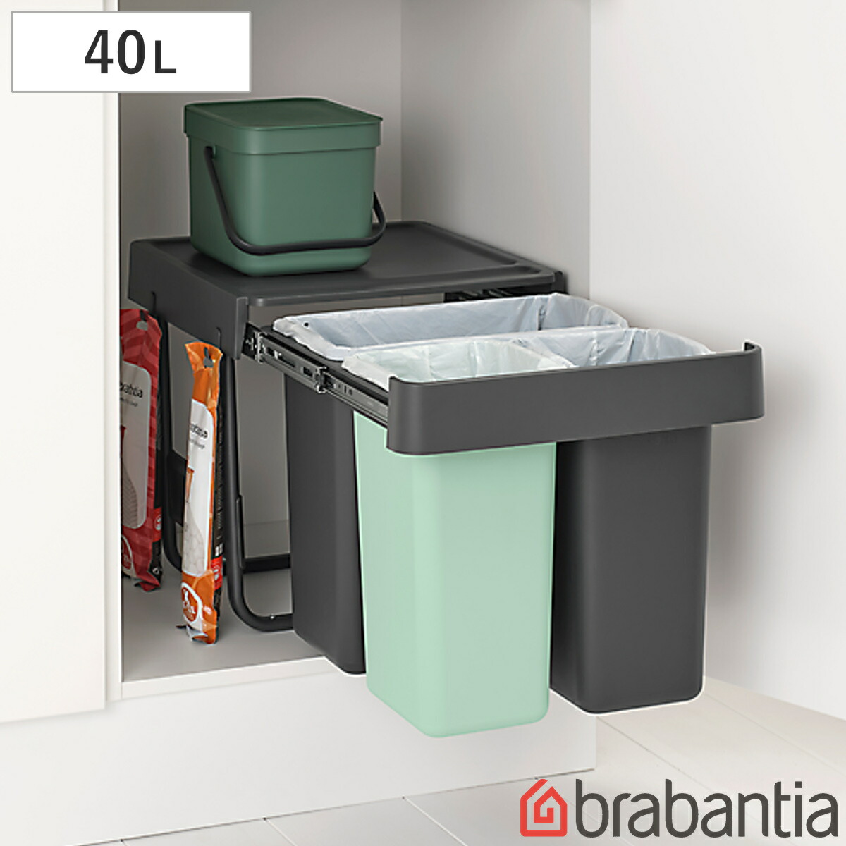 楽天市場】brabantia ゴミ箱 10＋10＋20L ビュルトインビン （ ごみ箱