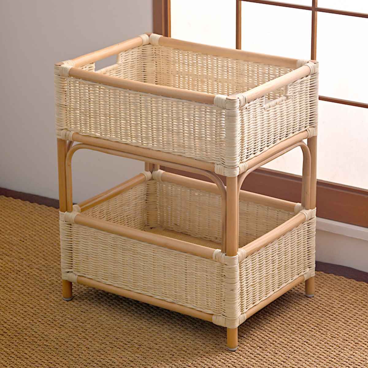 楽天市場】籐 ランドリーボックス 2段 幅51cm （ 送料無料 ラタン家具