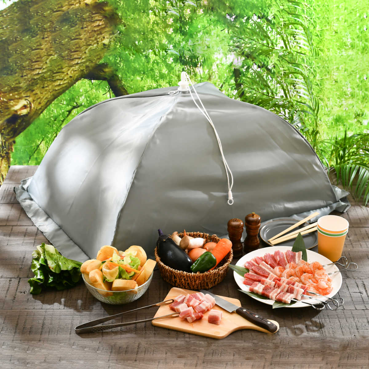 楽天市場】食卓カバー キャンプ用フードカバー 袋付き 50×75cm （ 蝿帳