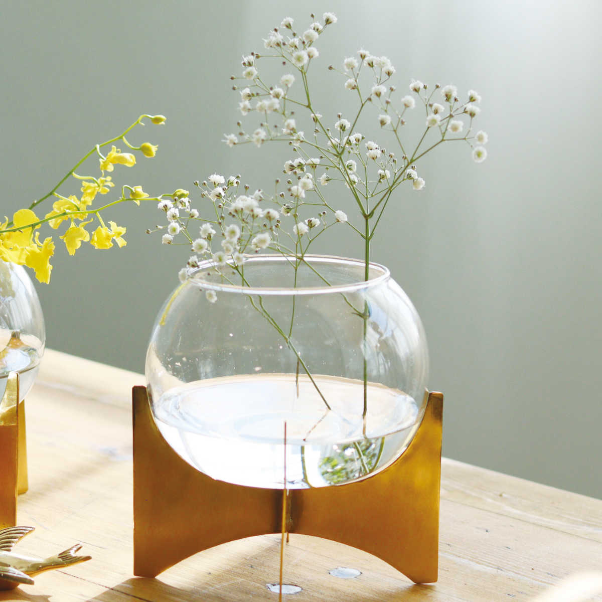楽天市場】花瓶 ガラスボウルベース L インブルーム （ 花びん 花器