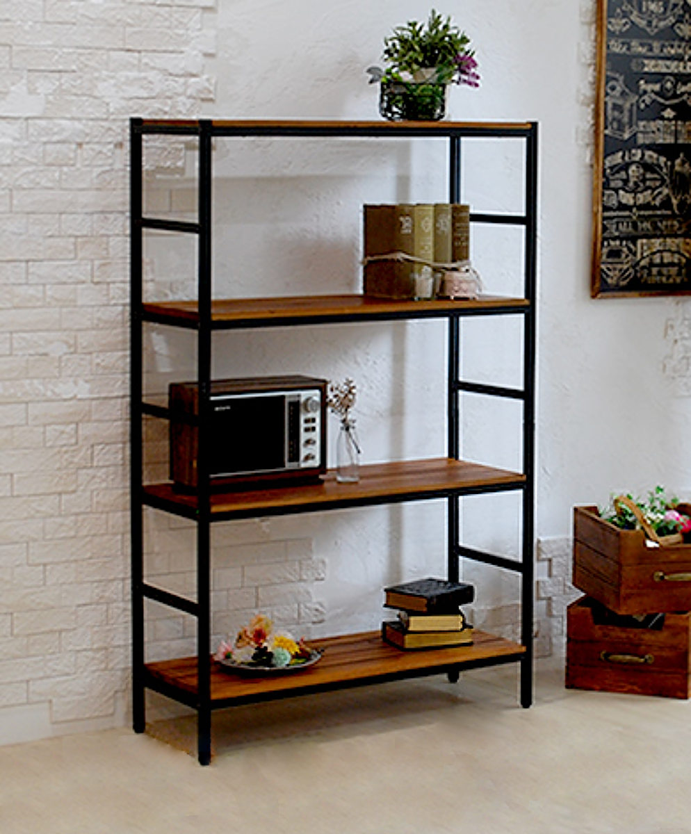 楽天市場】スチールラック 4段 87×32.5cm 天然木 BRICK （ ラック