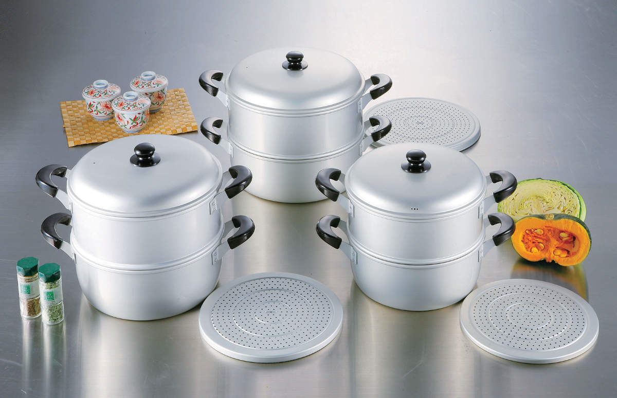 楽天市場】アルミ2段蒸し器 28cm ニューセレット ガス火専用 もち米1.5