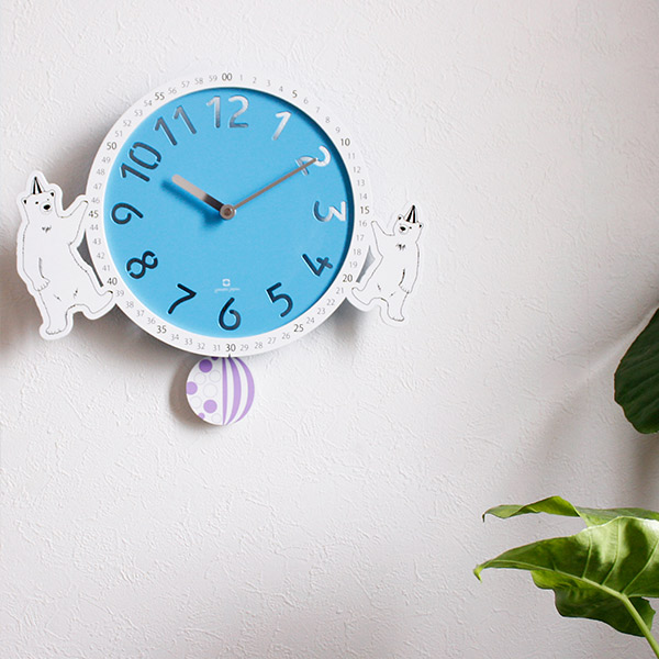 楽天市場】振り子時計 circus clock シロクマ ステップ秒針 ヤマト工芸