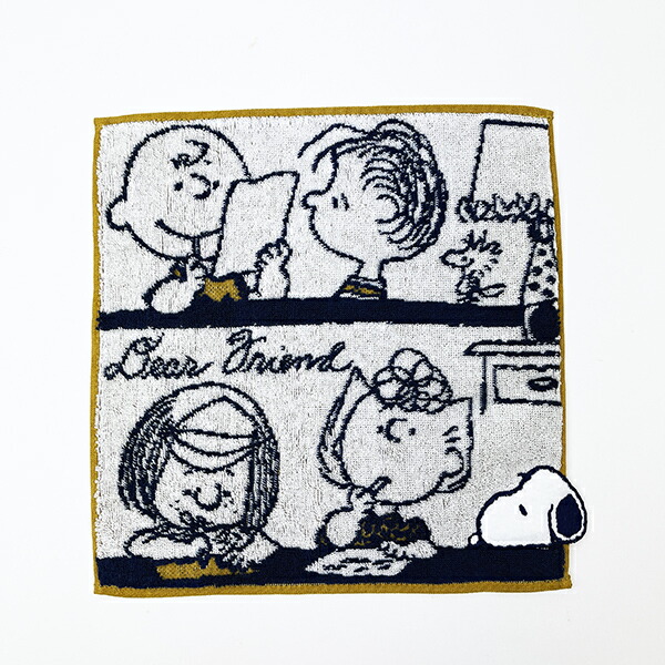 スヌーピー ミニタオル レター 今治タオル ネイビー SNOOPY 西川