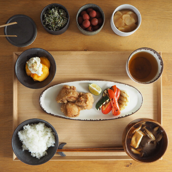 飯高幸作 オーバル皿 白フチ茶 / kousha ceramic works | 食器と料理