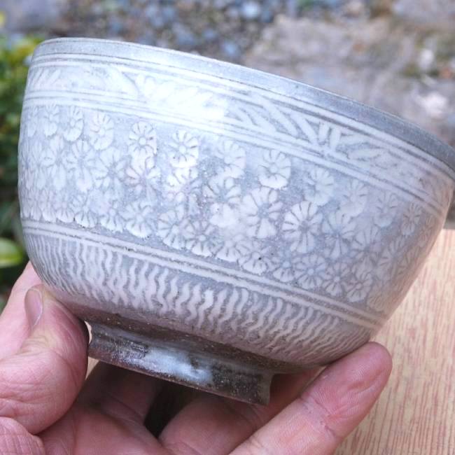 三島手抹茶茶碗 花月 - 京焼清水焼 松韻堂