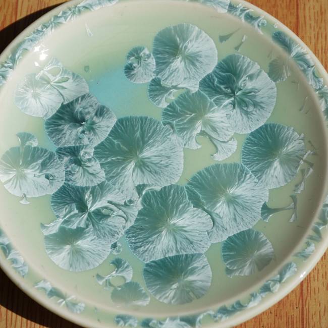 花結晶銘々皿 緑単品 - 京焼清水焼 松韻堂
