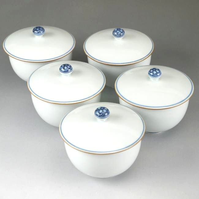 清香蓋付お茶呑茶碗揃え 京泉 ※小ぶりのサイズです※ - 京焼清水焼 松韻堂