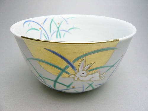色絵月見うさぎ 中鉢 【送料無料】 - 京焼清水焼 松韻堂
