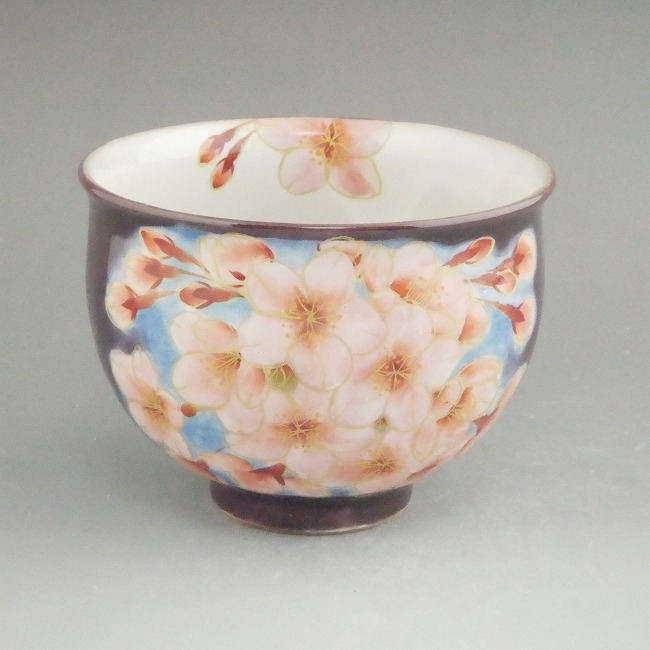 京都八坂清水焼 陶あん金彩色絵付け花菖蒲大鉢 京都八坂清水焼 陶あん