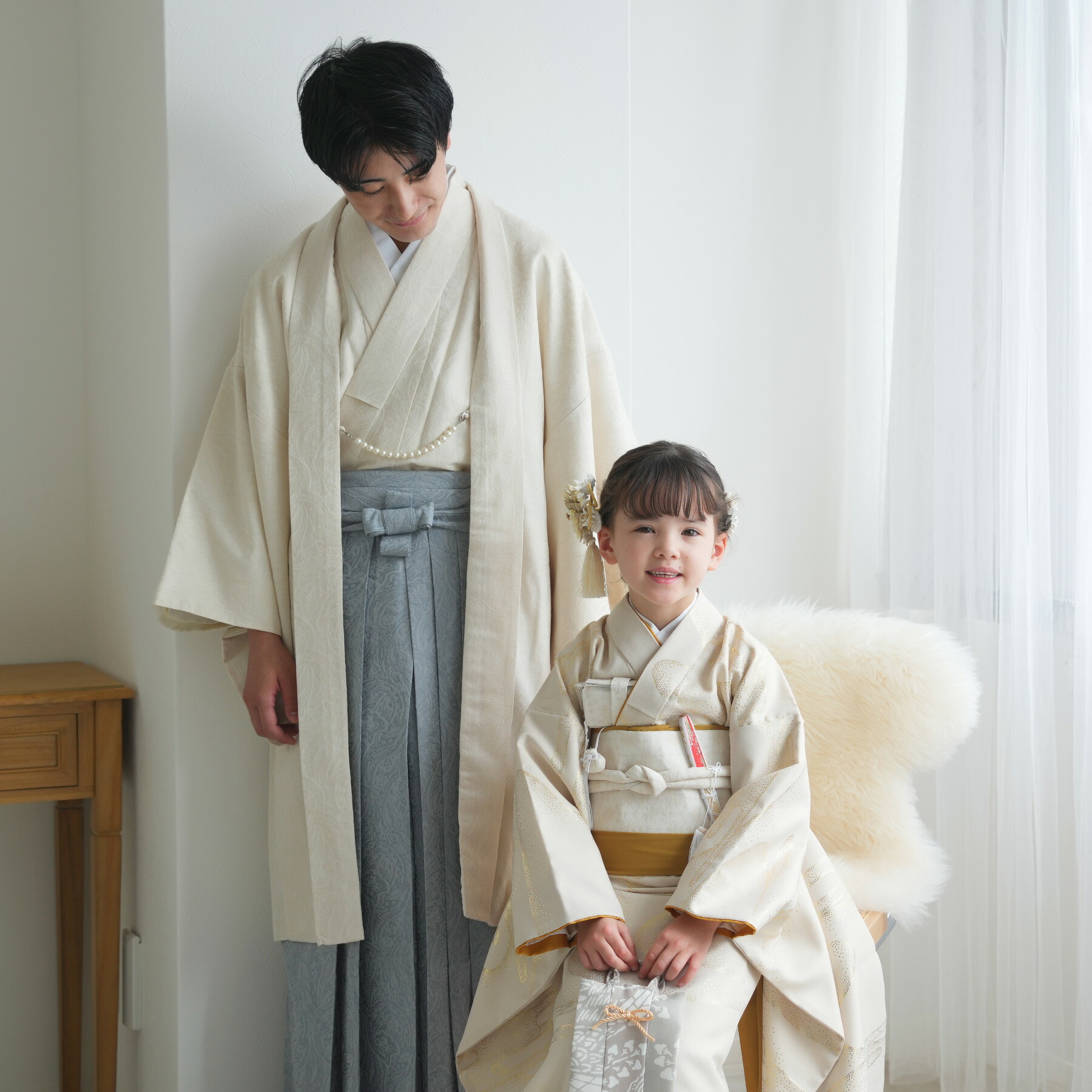 七五三　被服ポンチョセット　Utatane レンタル】七五三 3歳 着物 ひよこ商店 女の子 被布セット ポンチョ