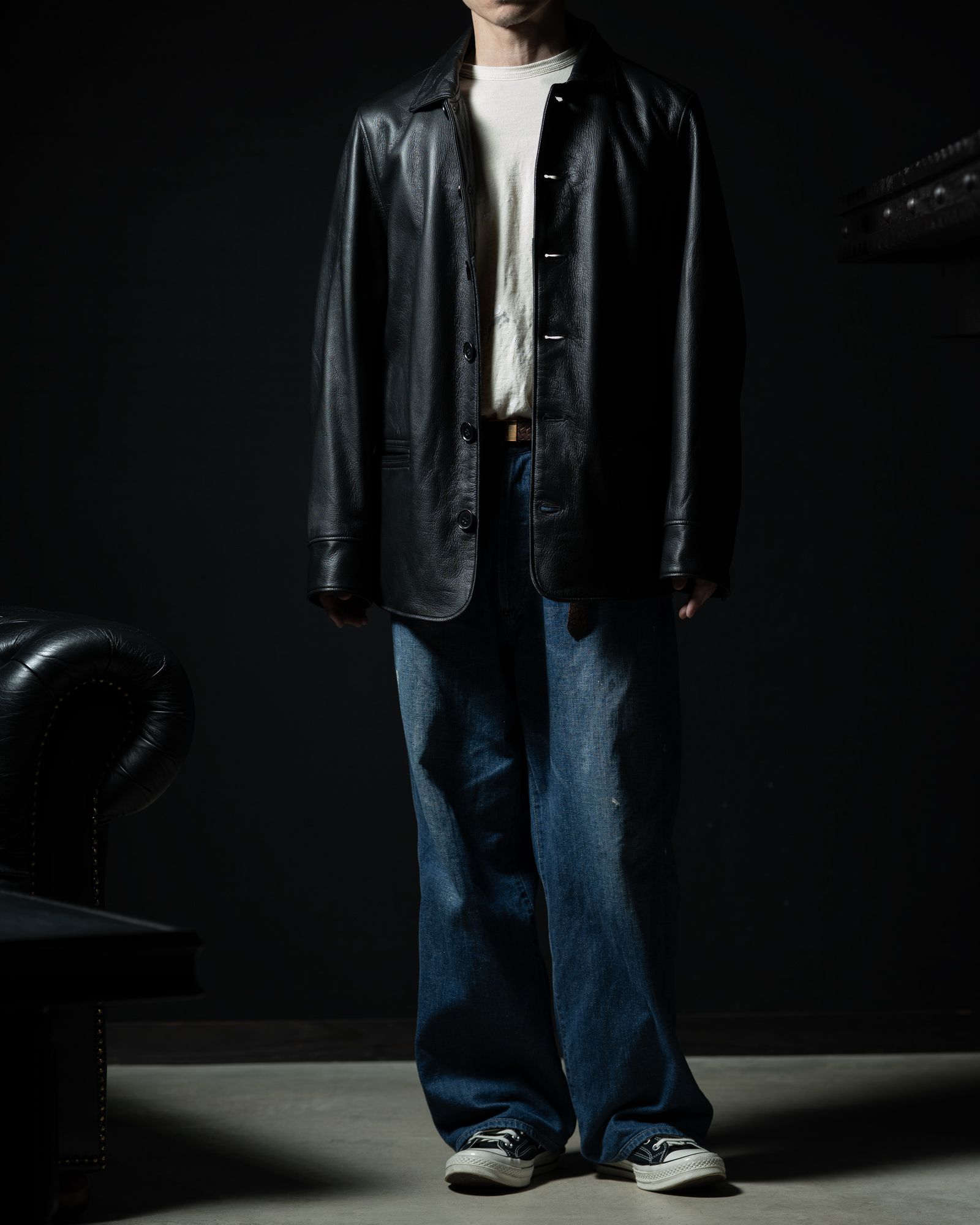 T.T - 【ラスト1点（42）】LOT.801 AUTOMOBILE LEATHER JACKET - TAIGA