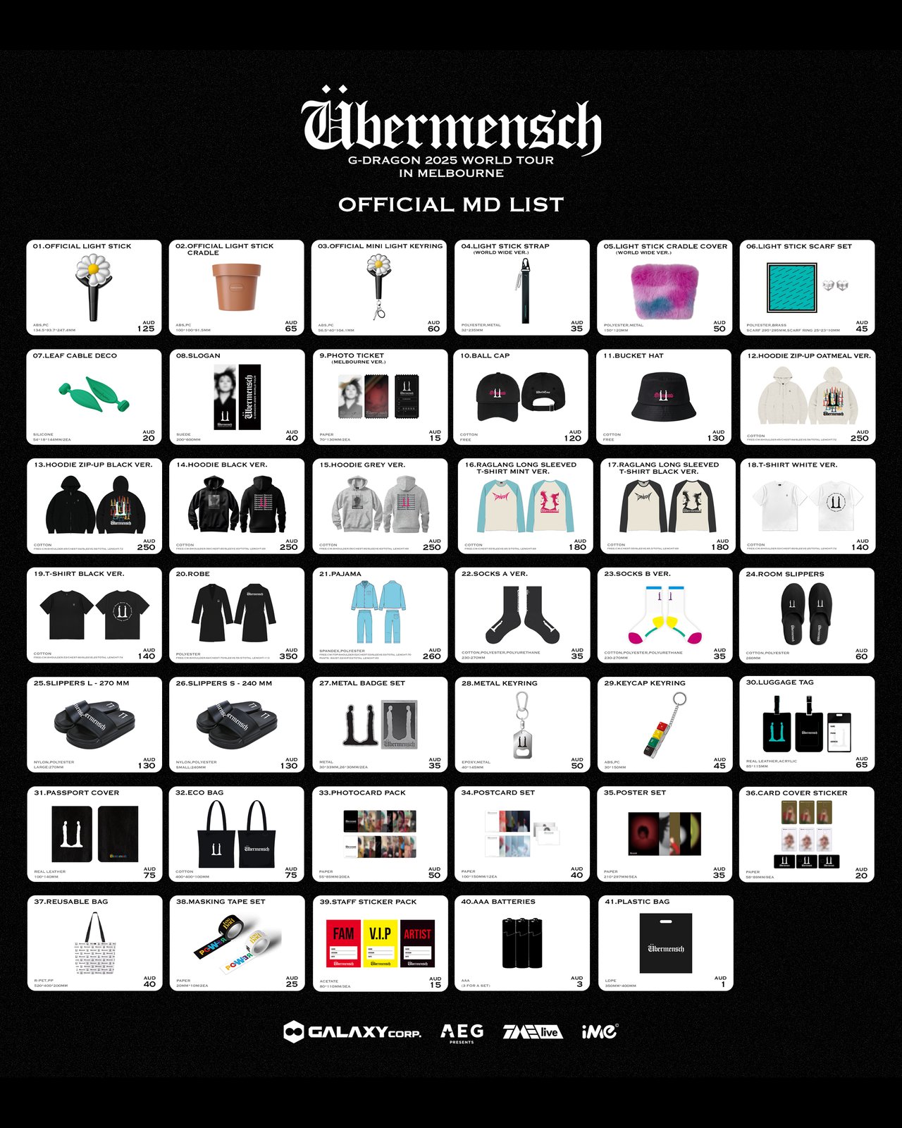 G-DRAGON 2025 WORLD TOUR [Übermensch] IN MELBOURNE OFFICIAL MD ON