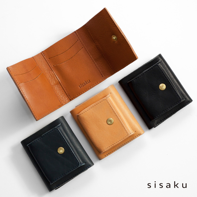 sisaku シサク 栃木レザー 三つ折り財布 Small high 本革 レザー ヌメ