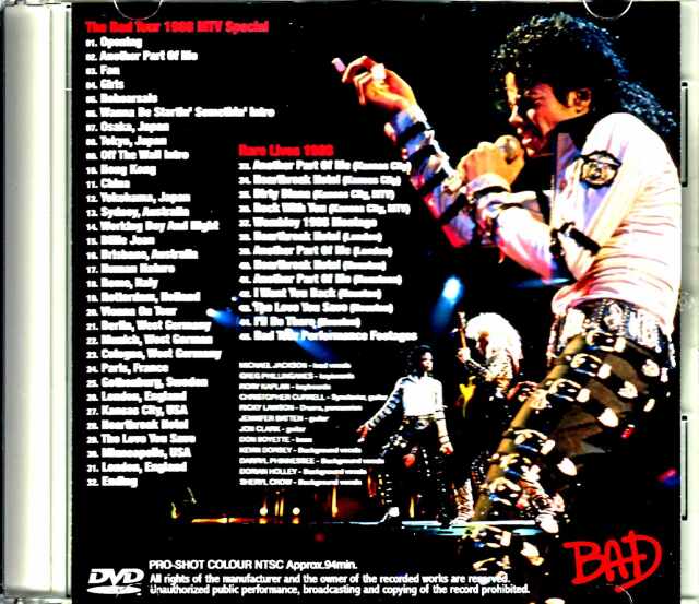 Michael Jackson マイケル・ジャクソン/バッド Bad Tour 1988 MTV Special