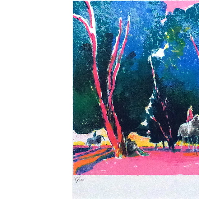 ポール・ギヤマン「朝焼けの乗馬」リトグラフ 直筆サイン入り｜絵画販売