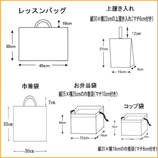 入園入学グッズ 【 いちご柄 】レッスンバッグ 5点セット 幼稚園