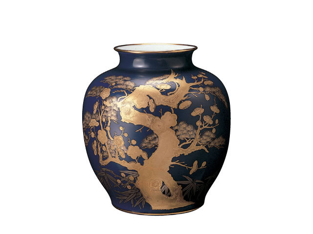 瑠璃金蝕鉄線 19cm花器