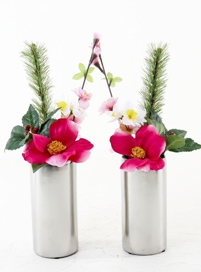 造花用花器】シルバースリムフラワーベースS｜造花・アーティ