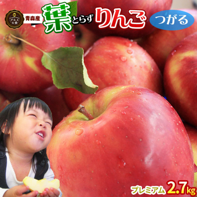 葉っぱの影は甘さのサイン 【葉とらずりんご つがる2.7kg プレミアム
