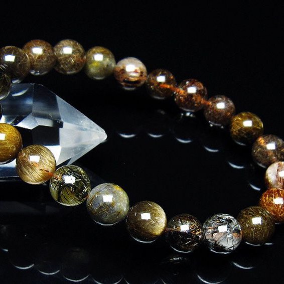 金針ルチル水晶 ブレスレット 8mm [t50-9670]