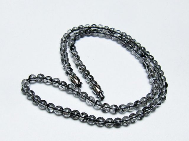 パワーストーン 天然石 ブラックルチルクォーツネックレス 4mm [T354-5999]
