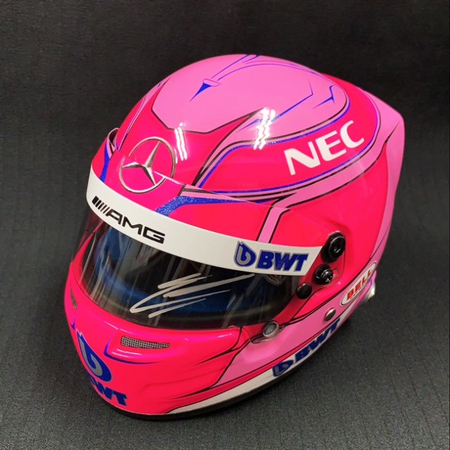 E.オコン直筆サイン入 2018 フォースインディア 1/2ヘルメット F1