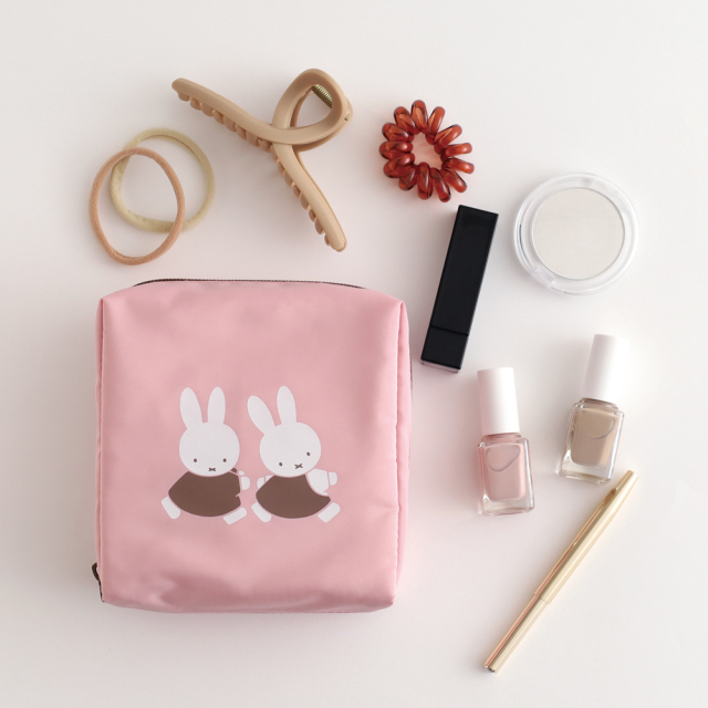 スクエアポーチ　ボックスポーチ　ビションフリーゼ　ピンク　ハンドメイド miffy スクエアポーチ<pink> BM-372 | デザインステーショナリーの