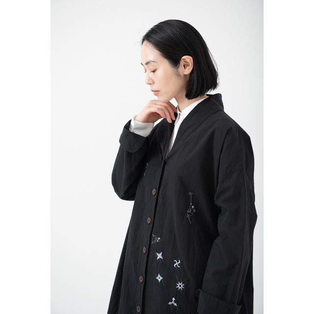 KY29-766／薄手ロングコート[播州織]／忍者