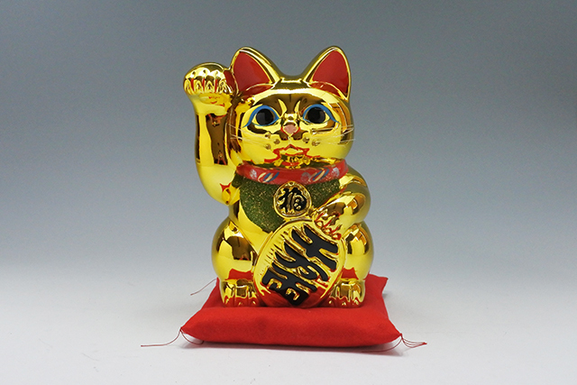 常滑焼】縁起物 金運アップ？！ 金 小判付き招き猫 5号～10号