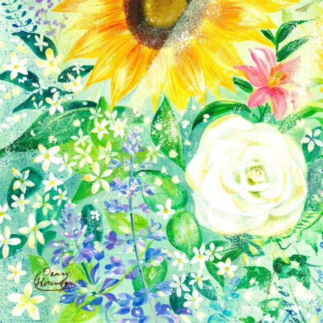 絵画 ひまわり インテリア 「きらめき」 夏 玄関 風水 運気 パステル