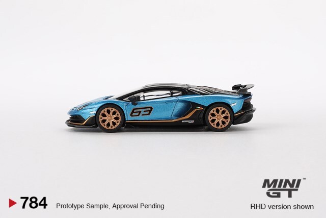 TSM ミニGT 1/64 ランボルギーニ アヴェンタドール SVJ 63 ブルー