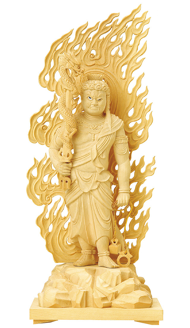 柘植 不動明王 玉眼入 上彫 4.0寸～5.0寸 | 激安仏壇仏具の販売なら
