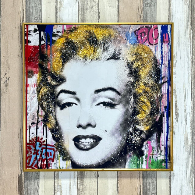 水晶パネル アートパネル 60×60cm ポップアート 金フレーム付き
