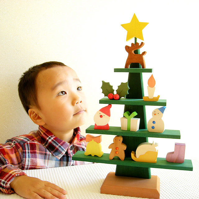 木製クリスマスツリー(日本製)｜ステージツリー｜木のおもちゃ ポプリの森